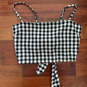 SHEIN Plaid Tied Back Crop Top